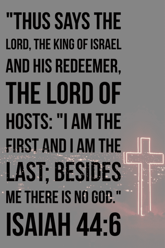 I am the first and I am the last; besides me there is no god. Isaiah 44:6 